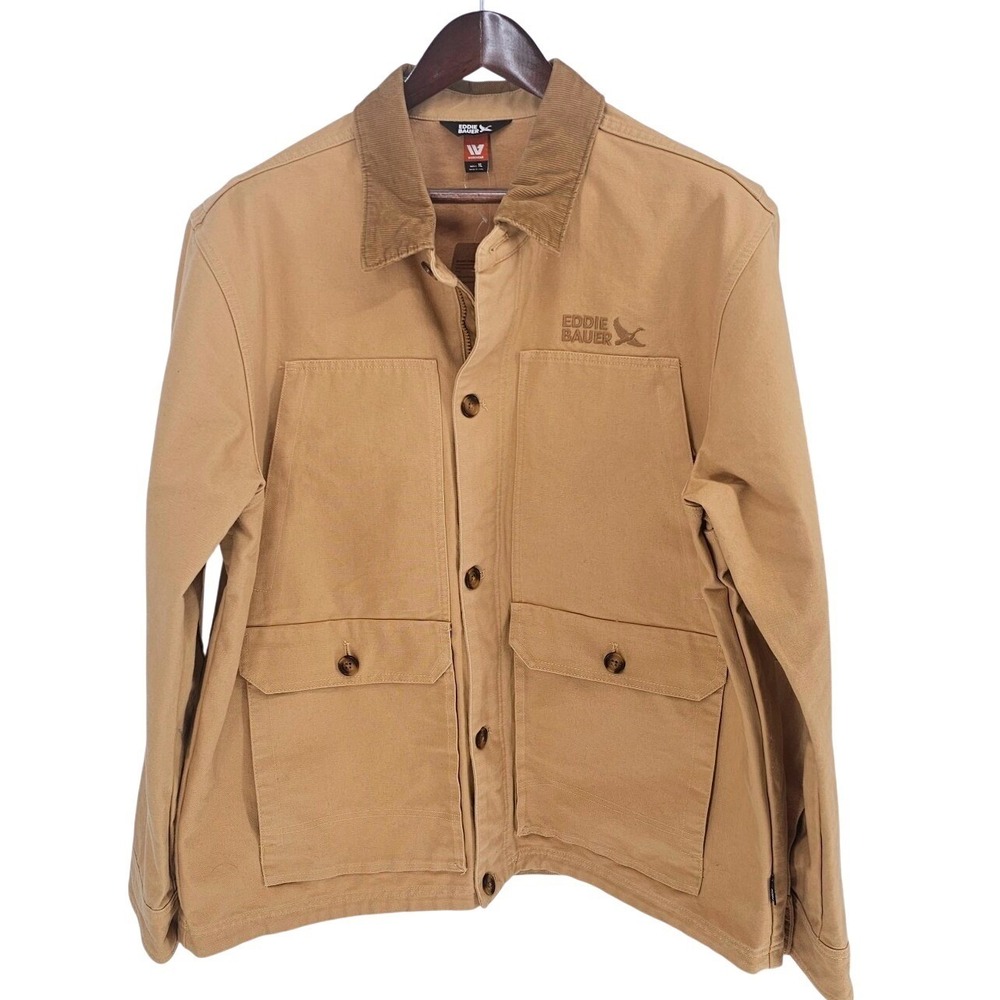 Eddie Bauer‎ Whidbey Barn Chore Coat Jacket Mens Corduroy Collar Work Tan XL